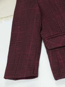 Boys' Plaid Gentleman Suit Set - Plaid Blazer + Pants + Tie, Suitable For Parties, Banquets, Dances And Other Occasions - Màu Đỏ Sâu - Xem 9