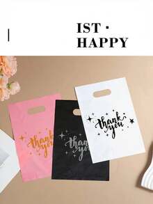 10/50pcs Rose Thank You Gift Bags, Plastic Bags For Small Business, Shopping Bags, Ideal For Festival, Birthday, Party Favors, Wedding Gift Packaging, Suitable For Gifts, Parties, Shops, Boutiques, Etc.