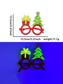2026 Christmas Fluorescent Glasses, Cartoon Christmas Decor Photo Props, Neon Santa Hat & Reindeer Glasses Frame