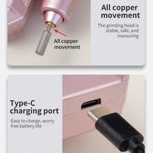 20,000RPM Rechargeable Electric Nail Drill, Professional Portable Nail File Machine For Acrylic, Gel Nails Polishing, With 11 Sanding Bits And 26 Sanding Bands, Cordless High-Speed Salon & Home Use, Great Gift For Women