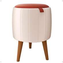 Kit 2 Puff Moises Round Stool Pouf Living Room Stick Feet - Màu be/Nâu - Xem 2