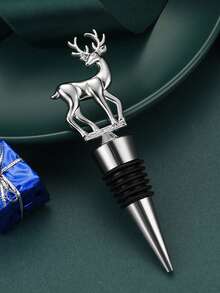 1pc Gold & Sliver Christmas Wine Bottle Stopper, Creative Christmas Tree, Reindeer, And Snowflake Design Wine Preservation Stopper, Cute Wine Lovers Home Decorations For Xmas Party Family Gathering, Christmas Party Favors Gifts - Multicolor - View 11