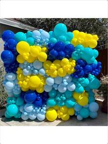 51PCS/Blue And Yellow Balloons 10 Inch Teal Blue Cartoon Balloon Blue And Yellow Party Latex Balloons Transparent Birthday Sea Ocean Baby Shower Party Decorations - Multicolor - View 6
