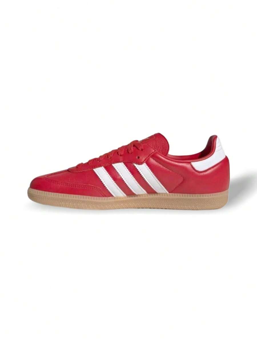 Adidas Samba OG 女式运动鞋经典舒适轻便橡胶鞋底学校健身房白黑 JR0881 - 紅白 - 查看 1