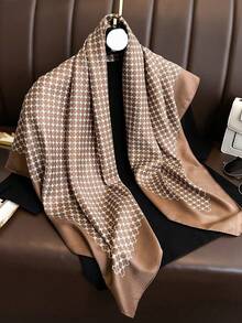 1条女士春夏条纹雪纺围巾，多功能时尚披肩，防晒围巾，适合日常穿着 - 駝色 - 查看 1