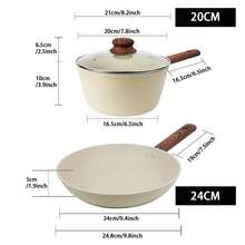 ABKOK 1pc/2pcs/3pcs/4pcs/7pcs/12pcs/15pcs Aluminium Pot Set 7.4inch Stockpot With Lid 8.3inch Wide Mouth Frying Pan 9.8inch Frying Pan Silicone Three Pieces Set Spatula Spatula Spoon Wooden Handle Suitable For Kitchen Cooking, Frying And Cooking .Multi-Piece Cookware Bundles & Single Pots Sold Separately - Mix & Match For Your Kitchen Needs