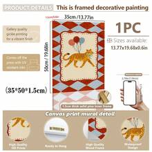 1pc Framed Canvas Wall Art, Tiger Theme For Kids Room, Circus Theme Nursery Decor, Balloon Animal Poster, Printable Children's Room Decor, Cartoon Animal Wall Art - Multicolor - View 12