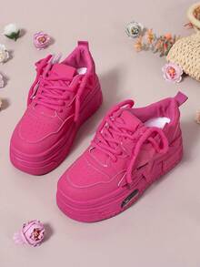 Women's Outdoor Sports Shoes Lace-Up Women's Shoes Casual Low-Cut Shoes Round Head Women's Shoes - 紅色 - 查看 5