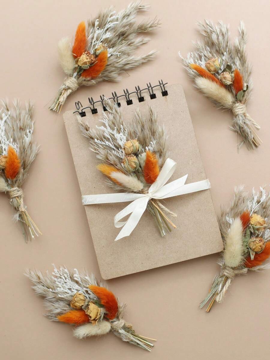 12 Pcs Boho Dried Flower Bouquet Mini Wedding Handmade Dry Flowers Decor For Vase Crafts DIY Photo Boutonniere For Men Floral Plant For Bridesmaid Gift Birthday Decor And Autumn Decor Items
