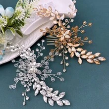1 Stück Silber & Champagner Farbiger Haarkamm Haarschmuck für Frauen, handgefertigter Kristall Strass Braut Hochzeit Haaraccessoire, geeignet für Hochzeit, Verlobung, Party, Geburtstag Frisur