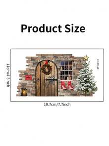 1pc Christmas Cottage Pattern Wall Sticker - Vibrant Cartoon Design, Easy Peel And Stick Adhesive Backing, Home Wall Decor - Ideal For Creating Holiday Atmosphere And Festive Season, Suitable For Room Decor, Home Decor, Office Decor, Theme Party Decor, Christmas Decor, Winter Christmas Decor, Home Christmas Gift, Christmas Decoration - Multicolor - View 6