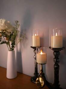 3pcs Decorative Lights, LED Atmosphere Night Lights, White Candle Lights With Remote Control, For Home Decor, Party Decor, Birthday Party, Outdoor Decor, Wedding Decor, Bedroom, Study, Reading Room, School, Restaurant, Bar, Cafe, Suitable For Halloween, Thanksgiving, Christmas, Valentine's Day, Mother's Day, Father's Day, Can Be Used As Holiday Gifts, Birthday Gifts, Wedding Gifts