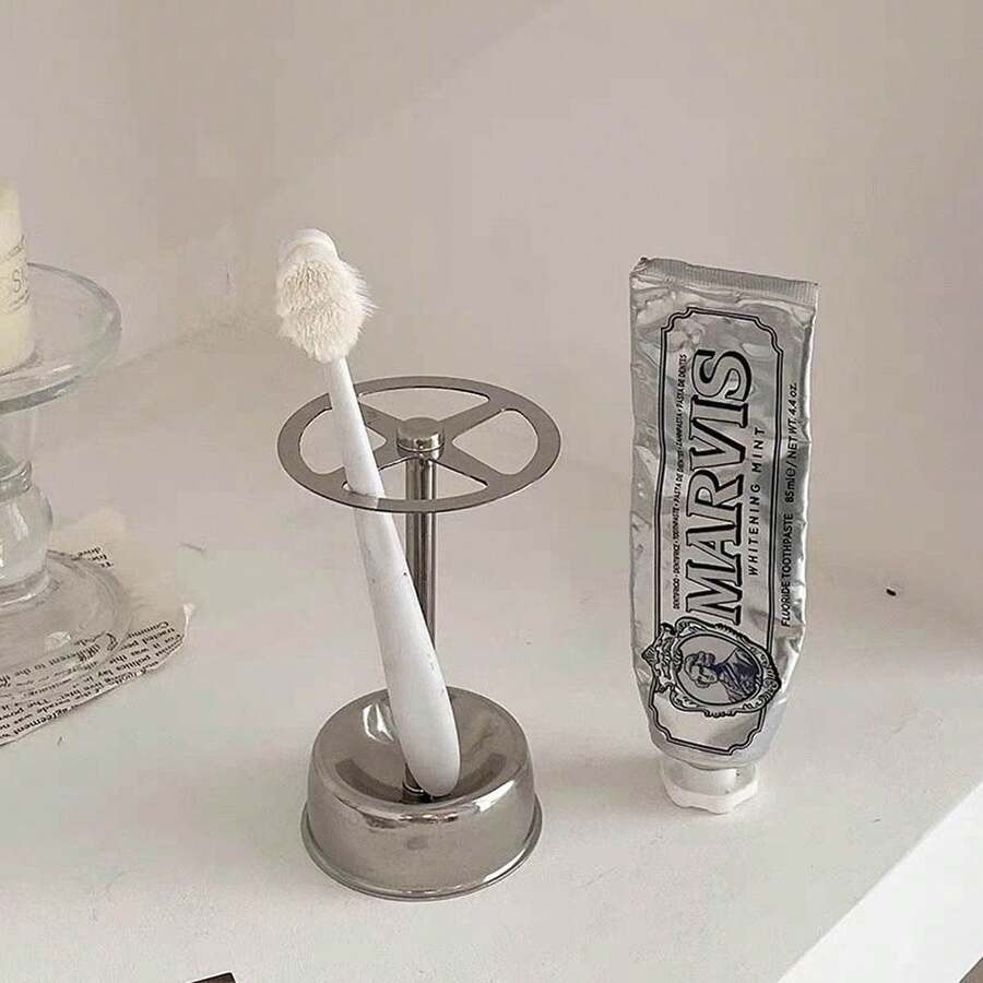 Stainless Steel Toothbrush Holder Multifunctional Toothpaste Stand Bathroom Household Freestand Multipurpose Storage Rack