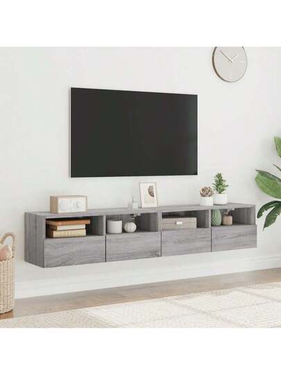 vidaXL TV Wall Units 2 Pcs 80x30x30 Cm Processed Wood Gray Sonoma Oak view 3