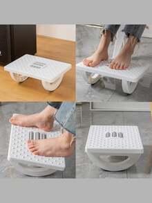 1-Piece Rocking Ergonomic Foot Stool With Massage Roller - Under Desk Fatigue Relief, Non-Slip Rocking Footrest For Office, Study, Or Living Room Use - Gray/White/Black - Posture Correction, Durable PP Material, Foot Massage Tool | Massage Foot Pad | Manual Massage Roller - Multicolor - View 10