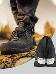 1 包无纺布防尘鞋袋，纯色抽绳封口旅行鞋袋，黑色简约设计 - 彩色 - 查看 10