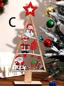 1pc Creative Wooden Craft Christmas Decoration, DIY Christmas Tree Home Decor, Elegant Ornament Suitable For Christmas Christmas Decorations Room Decor