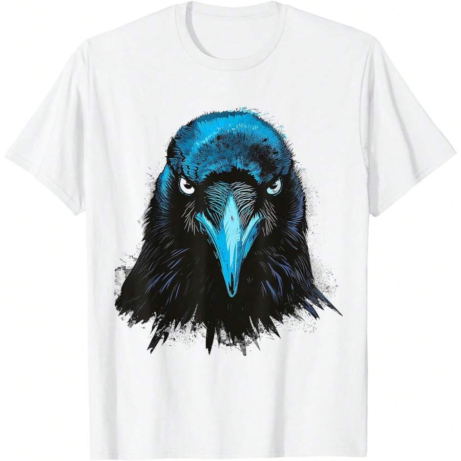 Raven Art Abstract Painting Animal Drawing Graphic Raven T-Shirt - 白色 - 查看 1