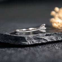 Adjustable 925 Silver Ring 6mm Natural Clear Quartz Open Band Healing Crystal Jewelry Spiritual Gift Energy Stone