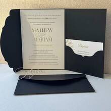 10/20/25个三折口袋式婚礼邀请函信封，订婚、15岁生日、洗礼等简约邀请函信封，DIY邀请函，5*7英寸邀请函，口袋式邀请函，定制邀请函，新款设计信封 - 黑色 - 查看 11