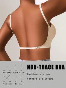 1pc Women's Sexy Backless Strapless Bra - Seamless Non-Transparent Cups, Adjustable Shoulder Straps, Thin Profile For Wedding, Formal, Evening Dresses - No Underwire Needed, Bridal Lingerie & Special Occasion Bras, Evening Wear Support, Modern Bra Design, Comfortable Fit Bra - Màu be - Xem 2