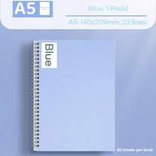 1pc A5/B5 Muted Color PP Cover Spiral Notebook (80 Sheets/Book), Suitable For Students, Business, Office, Exams - Lined Notebook, Memo Pad, Diary, Sketchbook, Workbook, Note-Taking