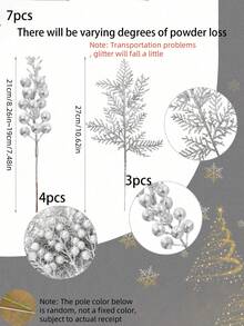 14 قطعة من ديكورات عيد الميلاد - أغصان توت وردية لامعة، أغصان صنوبر لامعة، زينة شجرة عيد الميلاد الاصطناعية، إكليل عيد الميلاد DIY، أعمال يدوية، ديكور المنزل والأعياد، وردي، أزهار اصطناعية متعددة الألوان لعيد الميلاد، ديكورات عيد الميلاد، ديكور المنزل في عيد الميلاد، هدايا عيد الميلاد، زينة شجرة عيد الميلاد (فضي)