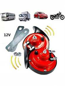 4.13英寸 12V 超响火车喇叭 - 耐用 ABS 塑料外壳，现代风格船舶和摩托车喇叭，带高固定安装支架，以及车辆清晰声音信号配件。 - 紅色 - 查看 9