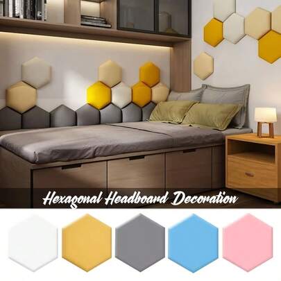1PC Hexagonal 3D Wall Stickers Upholstered Wall Panels Anti-Collision Peel And Stick Headboard Self Adhesive Leather Soft Bag