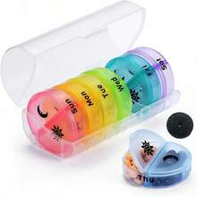 1قطعة صندوق أدوية محمول ملون مقاوم للرطوبة ومانع للروائح صندوق تخزين أقراص كبير للسفر، صندوق أقراص 7 أيام، مرتين في اليوم، صندوق تخزين أقراص السمك الفيتامين والأدوية الشائعة الاستخدام، حاوية أقراص كبيرة، موزع أدوية مثالي للسفر والتخييم والأمتعة اليدوية