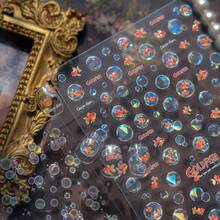 1pc Cartoon Colorful Goldfish Bubble Nail Stickers, Colorful Bubble Iridescent Shell Design, Self-Adhesive 5D Embossed Laser Flashing Stickers, Suitable For Home And Nail Salon, DIY Nail Supplies For Women And, Holiday Gift - 橘色 - 查看 7