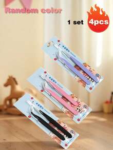 2件套不锈钢镊子套装，直头和弯头镊子，适用于剪贴簿、贴纸、和纸胶带、多用途手工DIY、旧杂志、相册、学习用品、马卡龙手工工具、Cooka镊子，可用于贴纸、剪贴簿、睫毛、珠宝制作、模型制作 - 彩色 - 查看 15