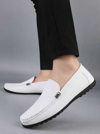 Men's Simple Fashion Loafers, Soft PU Moccasins, Business Casual Shoes, Suitable For Wedding, Groomsmen, Graduation Ceremony, Daily Wear, Non-Slip, Comfortable, Classic Style, Lightweight, Versatile, Slip-On Leather Driving Shoes