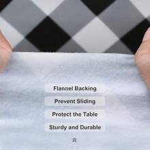 Vinyl Tablecloth With Flannel Backing Checkered Vinyl Plastic Table Cloth Cover Oil Spill Proof PVC Table Cloths For Camping Picnic Dining Indoor Outdoor Black 60X102IN - Black - View 4
