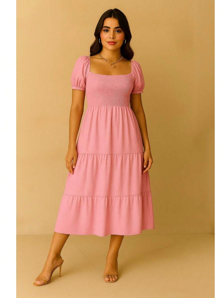 Women Long Dresses - Baby Pink - View 1