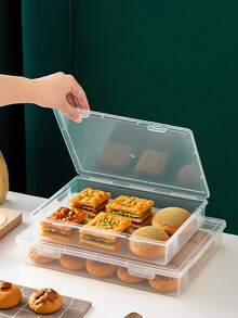 2 件/1 件厨房食品储存容器，蛋糕和饼干容器，透明厚 PP 材质，多尺寸翻盖密封防水储物盒，大容量冰箱食品分隔盒，适用于家庭厨房食物分装、开斋节食品储存、餐厅食材保存 - 無色 - 查看 5