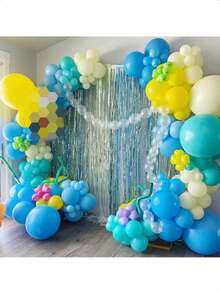 51PCS/Blue And Yellow Balloons 10 Inch Teal Blue Cartoon Balloon Blue And Yellow Party Latex Balloons Transparent Birthday Sea Ocean Baby Shower Party Decorations - Multicolor - View 4