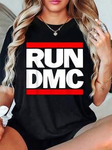 Camiseta unisex de algodón 100% con logo oficial de DMC, camiseta de manga corta con cuello redondo impresa - Negro - Ver 1