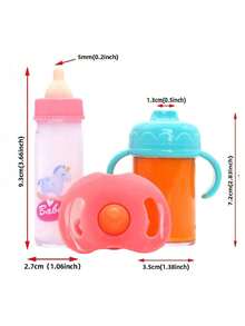 可爱的婴儿喂食套装 - 穿衣和角色扮演必需品，包括奶瓶、果汁瓶和玩具奶嘴，用于互动游戏 - 非常适合婴儿车和照顾您的娃娃。圣诞节和新年礼物