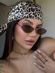 1pc Metallic Rhombus Retro Small Frame Polygonal Fashion Glasses, Unisex Hip Hop Street Style