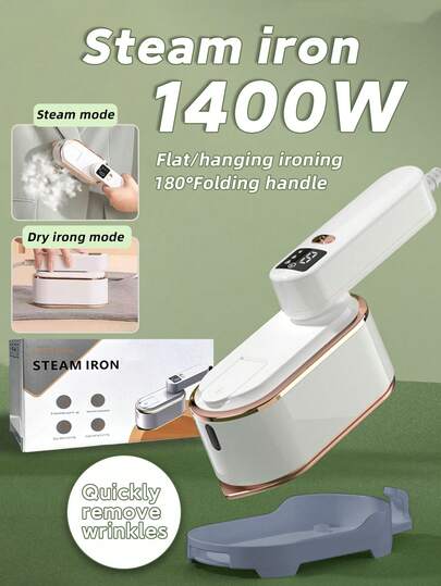 OBOVAY 1 Hand-Held Clothes Steam Iron, 1400W High-Power, Powerful Steam Pressure Portable Household Iron, High-Temperature Steam And High-Temperature Heating Bottom Plate Ironing Two-In-One Instant Heating, Super-Large Smooth Ironing Board, Suitable For Home, Travel And Business Occasions