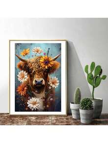 1pc Adult DIY Diamond Painting Kit, Big Yellow Cow Pattern, Adult Painting Set For Home Wall Decor, Suitable For Adult Beginners, 5D Diamond Painting Kit, Ideal Gift For Friends And Family On Valentine's Day, Halloween And Christmas