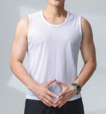 Comfortable Men's Tank Top, Size M To G3 Breathable Mesh, Plus Size, Quick Drying, Ideal For Home/Indoor - 白色 - 查看 1