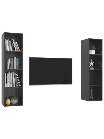 VidaXL TV Wand Units stuks Finished Wood High Gloss Grijs view 4