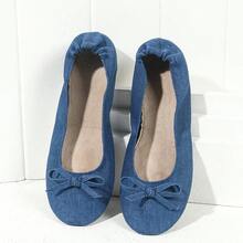 Giày ba lê nữ, giày lười mềm mại và thoải mái, có thể gấp gọn và phù hợp cho khiêu vũ ba lê trong nhà - xanh đậm - Xem 5