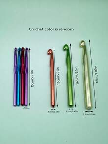 7pcs Jumbo Crochet Hook Set - Oxidized Aluminum Material, Suitable For Bulky Knitting, Great For Blanket & Rug Crochet, Random Color Hooks, Sizes 6.5mm, 7.0mm, 8.0mm, 9.0mm, 10.0mm, 12.0mm, 15.0mm - Multicolor - View 8