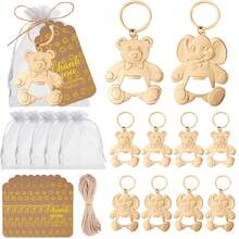 10/30 件泰迪熊和大象开瓶器婴儿送礼会客人回扣开瓶器装饰和有机玻璃袋纪念品感谢主题派对礼物标签(钥匙扣风格) - 彩色 - 查看 4