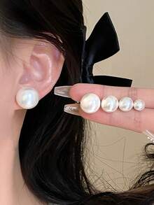 1 Pair Of Exquisite And Luxurious Temperament High Level Sense Small And Versatile Pink Mermaid Pearl Earrings, Suitable For Daily Wear - Pink - View 9