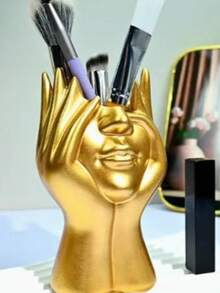 Support multifonctionnel de bureau en forme de corps humain créatif, porte-crayon, porte-pinceau de maquillage, décoration ; Vase, pot de fleurs, décoration florale en forme de visage nordique créatif pour le salon, l'entrée, le meuble TV, la décoration d'intérieur