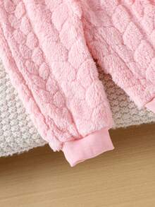 2 件女婴可爱柔软粉色小熊图案长袖运动衫 + 裤子套装，厚实的冬季服装 - 粉色 - 查看 7